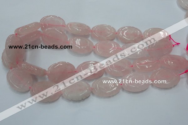 CFG207 15.5 inches 22*30mm carved oval rose quartz gemstone beads