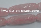 CFG208 15.5 inches 12*40mm carved rice rose quartz gemstone beads