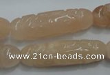 CFG209 15.5 inches 12*40mm carved rice pink aventurine jade beads