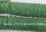 CFG213 15.5 inches 14*31mm carved column green aventurine jade beads