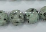 CFG214 15.5 inches 18mm carved round sesame jasper beads