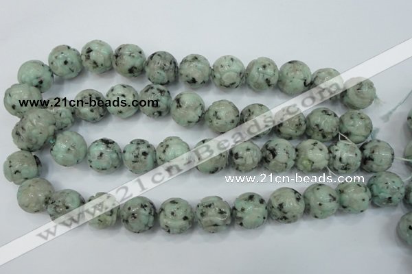 CFG214 15.5 inches 18mm carved round sesame jasper beads