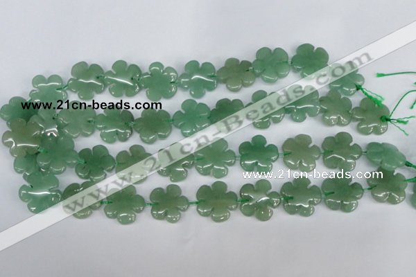 CFG215 15.5 inches 20mm carved flower green aventurine beads