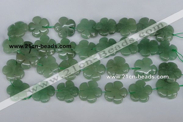 CFG218 15.5 inches 24mm carved flower green aventurine beads