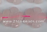 CFG219 15.5 inches 24mm carved flower rose quartz beads