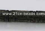 CFG223 15.5 inches 14*31mm carved column smoky quartz beads