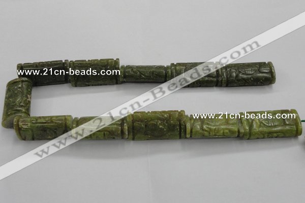 CFG224 15.5 inches 20*38mm carved flat column Korean jade beads