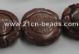 CFG226 15.5 inches 31mm carved coin red picture jasper beads