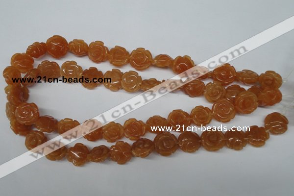 CFG232 15.5 inches 16mm carved flower red aventurine beads