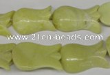 CFG241 15.5 inches 15*25mm carved flower lemon jade gemstone beads