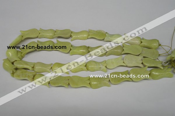 CFG241 15.5 inches 15*25mm carved flower lemon jade gemstone beads