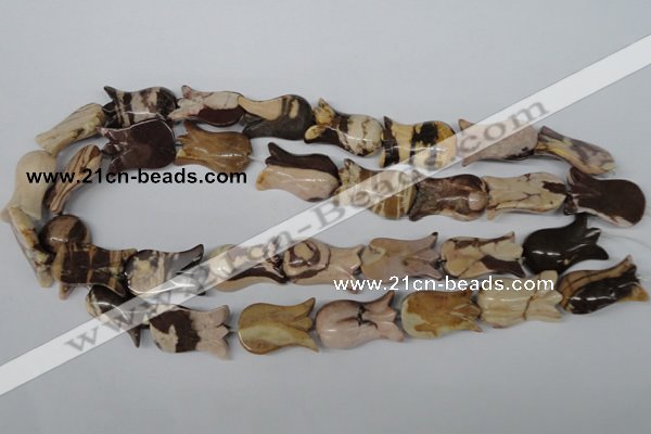 CFG243 15.5 inches 15*25mm carved flower zebra jasper beads