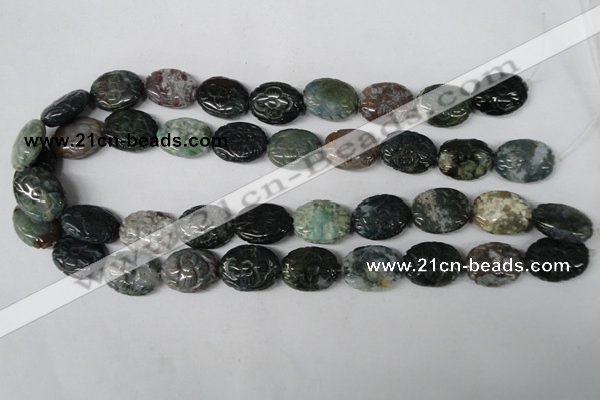 CFG246 15.5 inches 15*20mm carved oval Indian agate beads