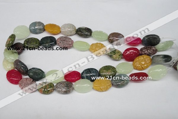 CFG247 15.5 inches 15*20mm carved oval mixed gemstone beads