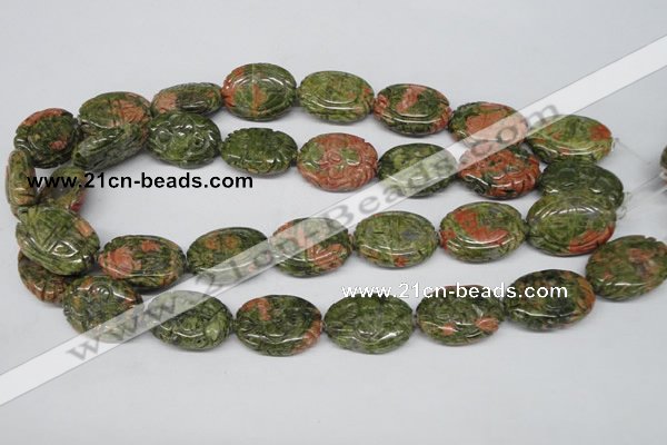 CFG248 15.5 inches 18*25mm carved oval unakite gemstone beads