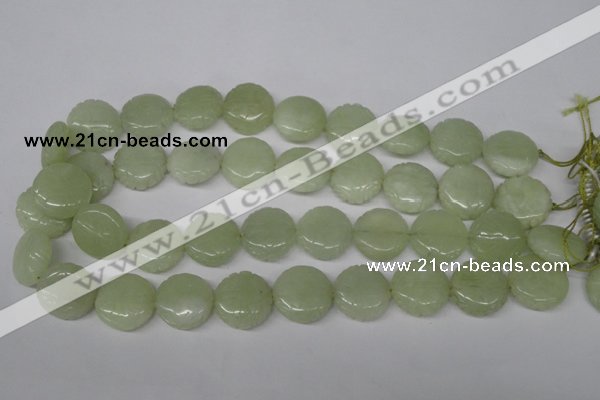 CFG250 15.5 inches 20mm carved coin New jade gemstone beads