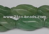 CFG252 15.5 inches 15*30mm carved rice green aventurine beads