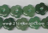 CFG255 15.5 inches 15mm carved flower green aventurine beads