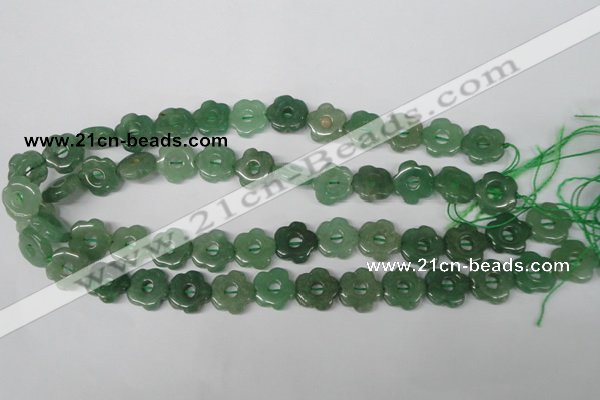 CFG255 15.5 inches 15mm carved flower green aventurine beads