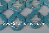 CFG256 15.5 inches 20mm carved flower turquoise beads
