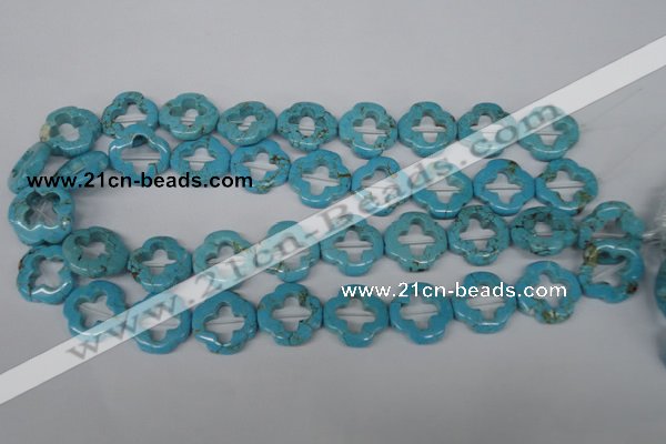 CFG256 15.5 inches 20mm carved flower turquoise beads