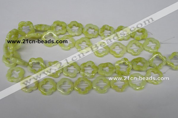 CFG257 15.5 inches 20mm carved flower lemon jade gemstone beads