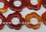 CFG259 15.5 inches 20mm carved flower red agate gemstone beads