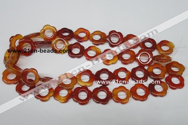 CFG259 15.5 inches 20mm carved flower red agate gemstone beads