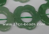 CFG261 15.5 inches 30mm carved flower green aventurine beads