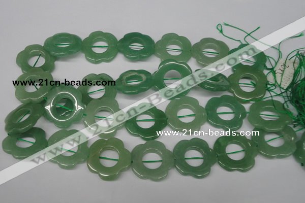 CFG261 15.5 inches 30mm carved flower green aventurine beads