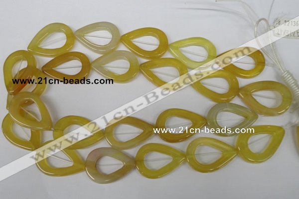 CFG266 15.5 inches 28*35mm carved teardrop yellow agate beads