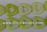 CFG275 15.5 inches 15*15mm carved triangle lemon jade beads