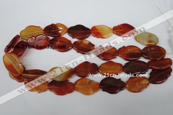 CFG278 15.5 inches 22*30mm carved animal red agate beads