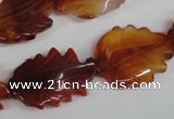 CFG279 15.5 inches 16*24mm carved leaf red agate beads