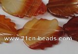 CFG280 15.5 inches 20*30mm carved leaf red agate beads