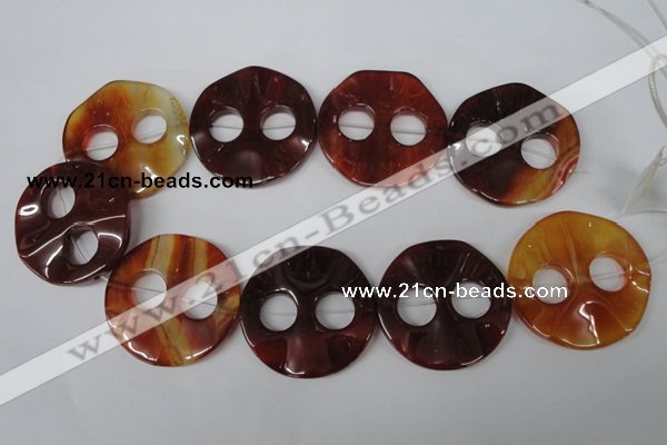 CFG281 15.5 inches 44mm carved coin red agate beads