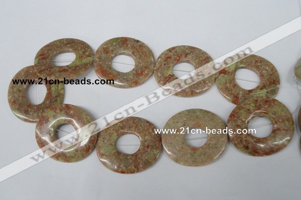 CFG282 15.5 inches 40*45mm carved oval unakite gemstone beads