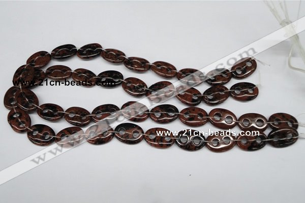 CFG292 15.5 inches 15*20mm carved oval mahogany obsidian beads