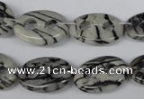 CFG293 15.5 inches 15*20mm carved oval black water jasper beads