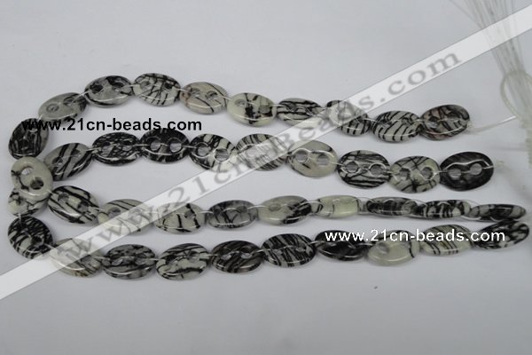 CFG293 15.5 inches 15*20mm carved oval black water jasper beads