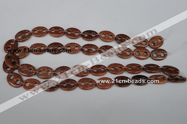 CFG295 15.5 inches 15*20mm carved oval goldstone beads