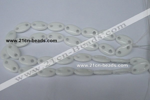 CFG298 15.5 inches 15*25mm carved oval white stone beads