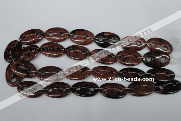 CFG305 15.5 inches 20*30mm carved oval mahogany obsidian beads