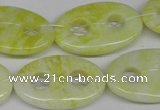 CFG308 15.5 inches 20*30mm carved oval lemon jade gemstone beads