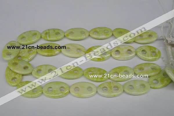 CFG308 15.5 inches 20*30mm carved oval lemon jade gemstone beads