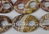CFG309 15.5 inches 20*30mm carved oval dyed stripe jasper beads