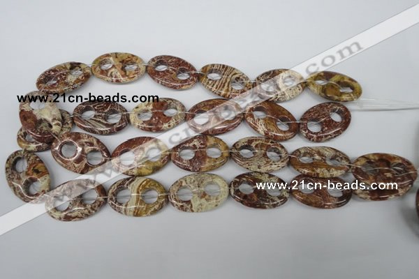 CFG309 15.5 inches 20*30mm carved oval dyed stripe jasper beads