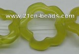 CFG33 15.5 inches 30mm carved flower lemon jade gemstone beads