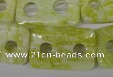 CFG336 15.5 inches 20*30mm carved rectangle lemon jade beads