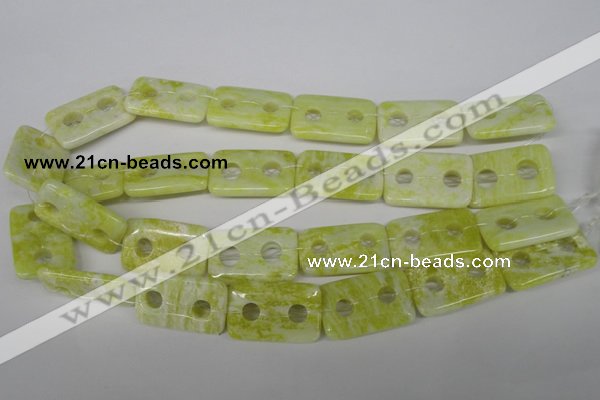 CFG336 15.5 inches 20*30mm carved rectangle lemon jade beads